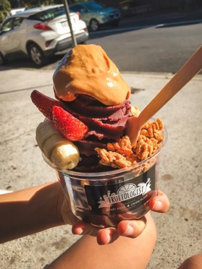 An acai bowl dessert