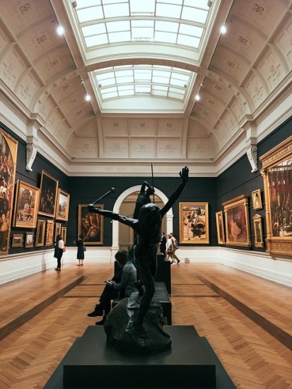 The interior of an art museum