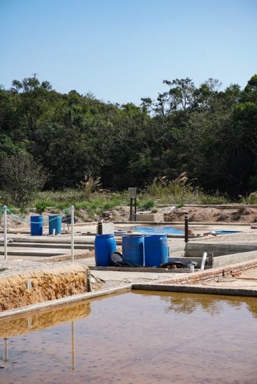 Blu barrels on an island in China