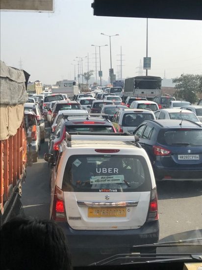 A busy road in Delhi