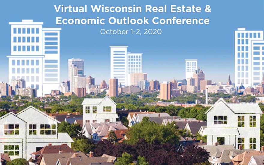 a skyline with the title "Virtual Real Estate & Economic Outlook Conference" a skyline with the title "Virtual Real Estate & Economic Outlook Conference"