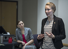 Alexandra Grinsell speaks during her final presentation