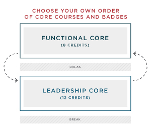 A graphic outlining course order options in the Wisconsin Professional MBA