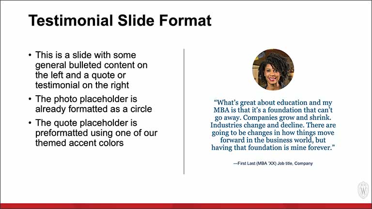 PowerPoint slide example: Testimonial